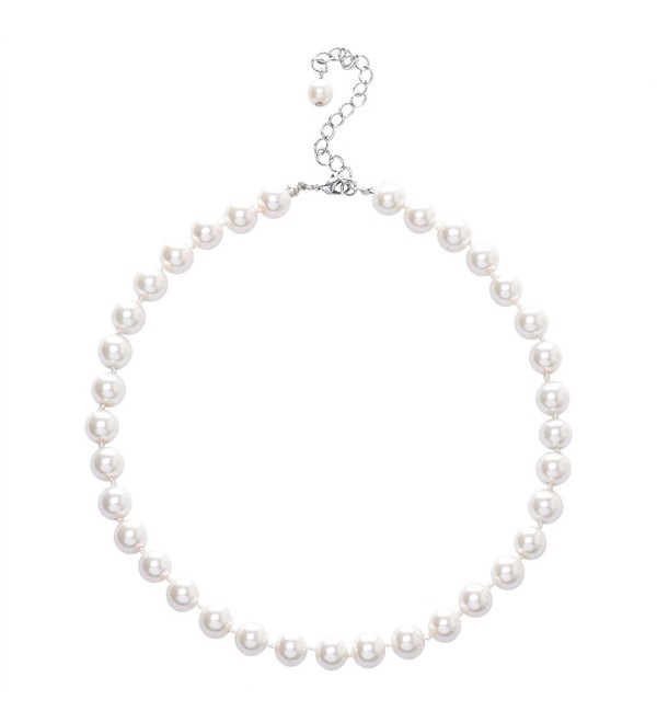 Jane Stone Simulated White Pearl Choker Collar Necklace for Women Mother 16" - Simulated White Pearl - CT12N1W3IYT