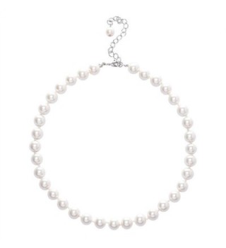 Jane Stone Simulated White Pearl Choker Collar Necklace for Women Mother 16" - Simulated White Pearl - CT12N1W3IYT