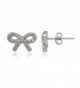 Sterling Silver Cubic Zirconia Bow Stud Earrings - CD12O0VU633