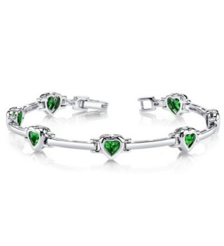 Heart Shape Simulated Emerald Bracelet in Sterling Silver Rhodium Nickel Finish - CE11FETKJ19