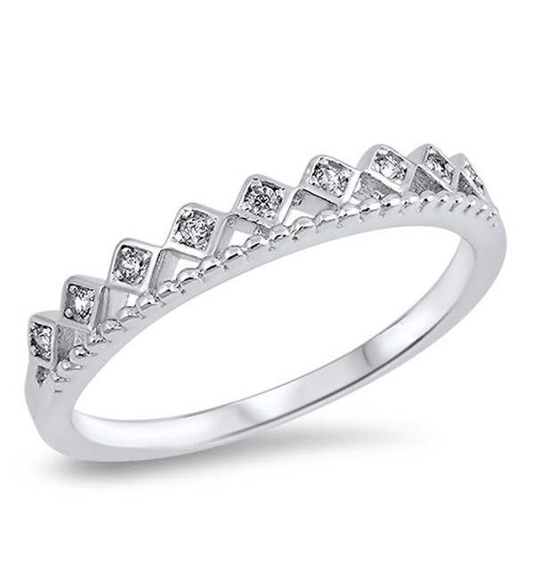 Clear CZ Princess Tiara Queen Crown Ring New 925 Sterling Silver Band Sizes 4-10 - CD12MX43CES
