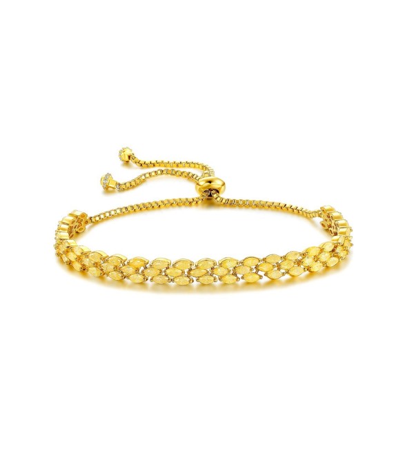 Serend 18k Gold Plated Fashion Adjustable Tennis Bracelet with Citrine Cubic Zirconia Diamond - CX184HM3KRK