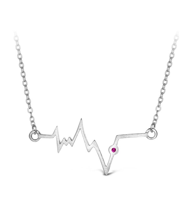 T400 Jewelers "Heartbeat" 925 Sterling Silver Lifeline Pulse Pendant Necklace- 17" Love Gift - CY120XCCSGP