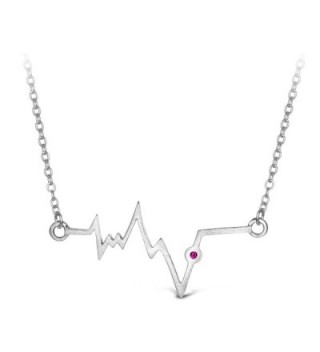 T400 Jewelers "Heartbeat" 925 Sterling Silver Lifeline Pulse Pendant Necklace- 17" Love Gift - CY120XCCSGP