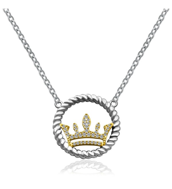 Yellow Gold Plating 925 Sterling Silver Crown Pendant Tiara Pendant Necklace for Women - CU184AD0AR9