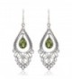 925 Sterling Silver Bali Filigree Chandelier Design w/ Green Peridot Dangle Earrings - CB126GZ6CD3