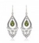 925 Sterling Silver Bali Filigree Chandelier Design w/ Green Peridot Dangle Earrings - CB126GZ6CD3