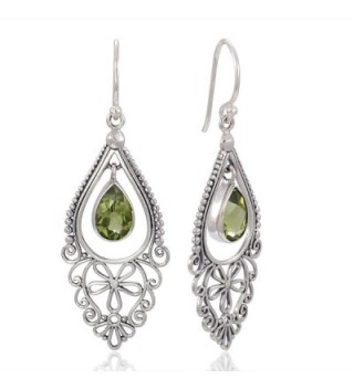 Sterling Filigree Chandelier Peridot Earrings