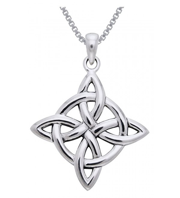 Jewelry Trends Sterling Silver Celtic Good Luck Knot Pendant on 18 Inch Box Chain Necklace - C911W4UR7HF