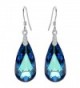 EleQueen 925 Sterling Silver CZ Teardrop French Hook Dangle Earrings Bermuda Blue Made with Swarovski Crystals - CT12N0JZOLM