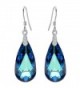 EleQueen 925 Sterling Silver CZ Teardrop French Hook Dangle Earrings Bermuda Blue Made with Swarovski Crystals - CT12N0JZOLM