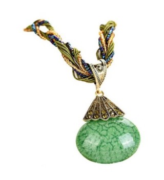 SusenstoneBohemian Womens Rhinestone Gem Pendant Statement Necklace - Green - CQ120JCR1AV