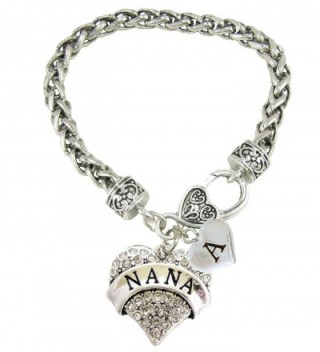 Custom Nana Silver Lobster Claw Bracelet Heart Jewelry Grandma Choose Initial - C9188UL8IUU