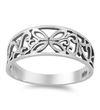 Oxidized Butterfly Filigree Cutout Ring New .925 Sterling Silver Band Sizes 4-12 - C2187YTW2QS