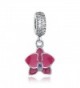 The Kiss Orchid With Radiant Clear & Purple CZ Dangle 925 Sterling Silver Bead Fits European Charm Bracelet - CX17XXNQGMI