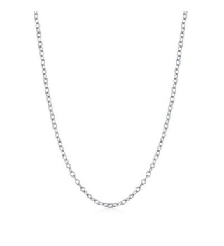 Precious Time Jewelry 925 Sterling Silver Chain Necklaces 18K White Gold Plated 40cm - CV185IX0EQN