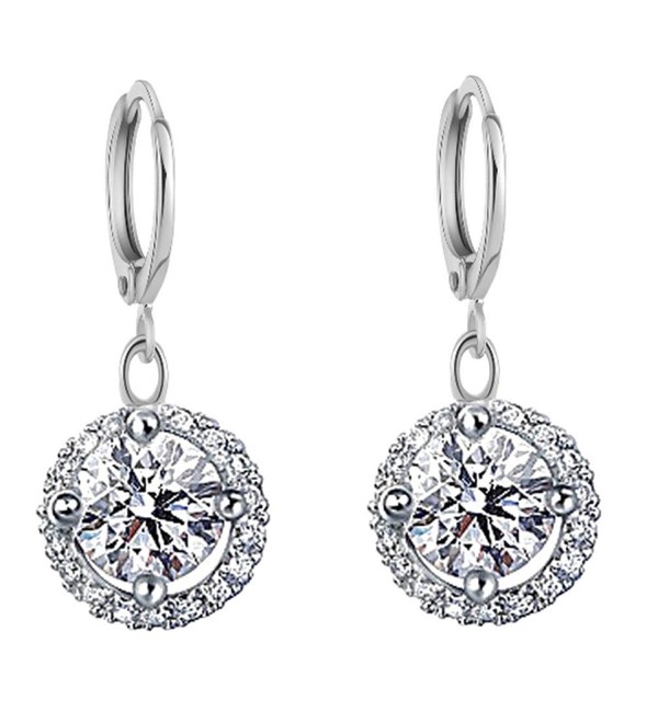 YAZILIND Jewelry Silver Plated Cubic Zirconia Hoop Dangle Drop Earrings for Women - C612KUTA727