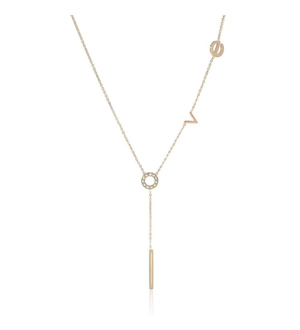 Love Lariat Layering Y Shaped Necklace for Women and Girls in Stainless Steel - CD12OCVBBK5