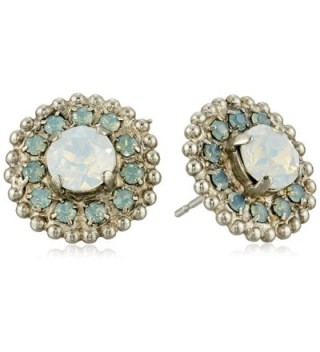 Sorrelli Accented Round Swarovski Crystal Post Stud Earrings - Aegean Sea - CX124RW21A9