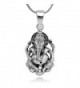 Sterling Silver Hindu Lord Ganesh Ganesha Elephant Hindu God of Fortune 2D Pendant Necklace 18'' - CN11WYKXLNJ