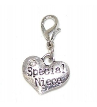 Pro Jewelry Clip-on "Special Niece Heart w/ White Crystal" Charm Dangling - CP11LY9O1FX