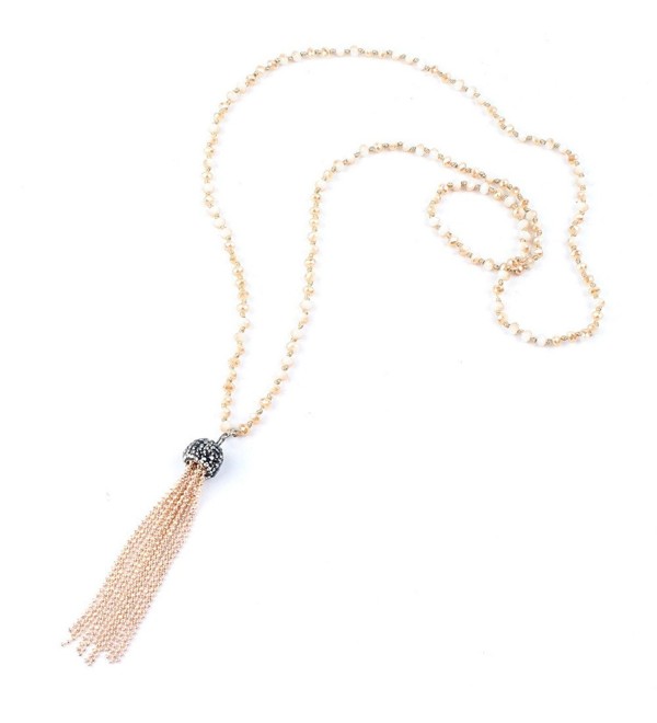 FM42 Multicolor Faceted Crystal Bead Long Necklace with Tassel (9 Colors) - CT17YY2D25G