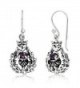 WithLoveSilver 925 Sterling Silver Classic Scottish Thistle Simulated Cubic Zirconia Heart Dangle Earrings - CQ12O8EATLA