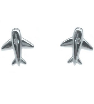 Helen de Lete Simple Pattern Little Tiny Aeroplane Airplane Airplane Sterling Silver Stud Earrings - C112NSFFDGL