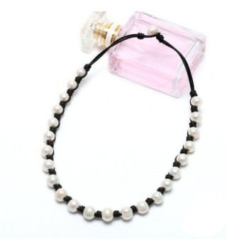 PearlyPearls Freshwater Necklace Leather Jewelry in Women's Choker Necklaces