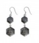 Sterling Silver Hexagon Black Rutilated Quartz Dangle Earrings - CZ11AQIN9YL