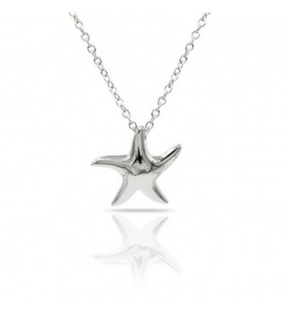 Sterling Necklace Polished Starfish Adjustable - Silver - CS128AI2SYP