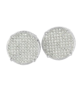 White Gold Tone Earrings Mens Womens Round Design Lab Diamonds Screw Back Pierce - 349 - C4125IUYP3V