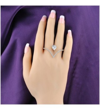Mytys Stylish Heart Shape Teardrop Crystal 2 Finger Fashion Silver Rings CZ Cubic Zirconia Ring Size 8 - C3125Q0BZD1