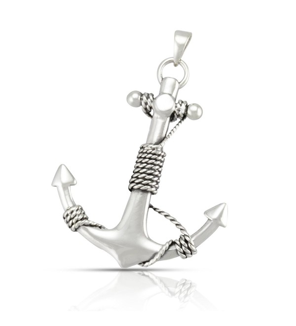 WithLoveSilver 925 Sterling Silver 40mm Charm Rope Anchor Pendant - CQ11J2161H1