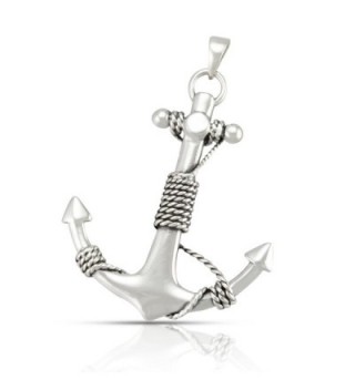 WithLoveSilver 925 Sterling Silver 40mm Charm Rope Anchor Pendant - CQ11J2161H1