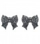 Gorgeous Fashion Ribbon Bow Design Crystal Rhinestone Pave Stud Earrings Black - CF11DIHBQIJ