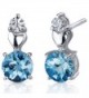 Swiss Blue Topaz Earrings Sterling Silver Heart Design 2.00 Carats - CF116NSEHLX
