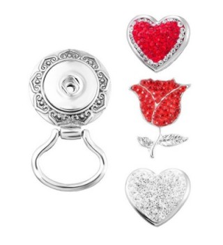 Souarts Interchangeable Eyeglass Holding Snaps Magnetic Brooch with 3pcs Heart Rose Shaped Buttons - CO12O6LMFA9