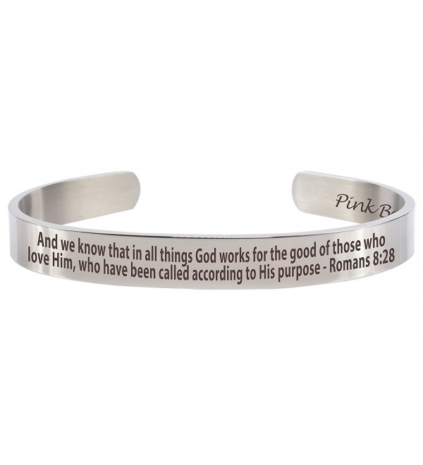 Pink Box 8mm Solid Stainless Steel Holy Scripture Cuff - CS183N5HA28