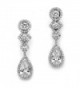 Mariell CZ Clip-On Earrings with Pear Dangles. Drop Style Silver Bridal Clip Earrings for Weddings! - CT11ZP6UHA3