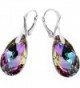 Sterling Silver 925 Pink Blue Teardrop Leverback Earrings with Swarovski Elements - C611EBFMLE5