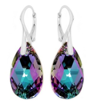 Sterling Teardrop Leverback Earrings Swarovski