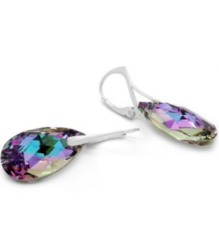 Sterling Teardrop Leverback Earrings Swarovski in Women's Drop & Dangle Earrings