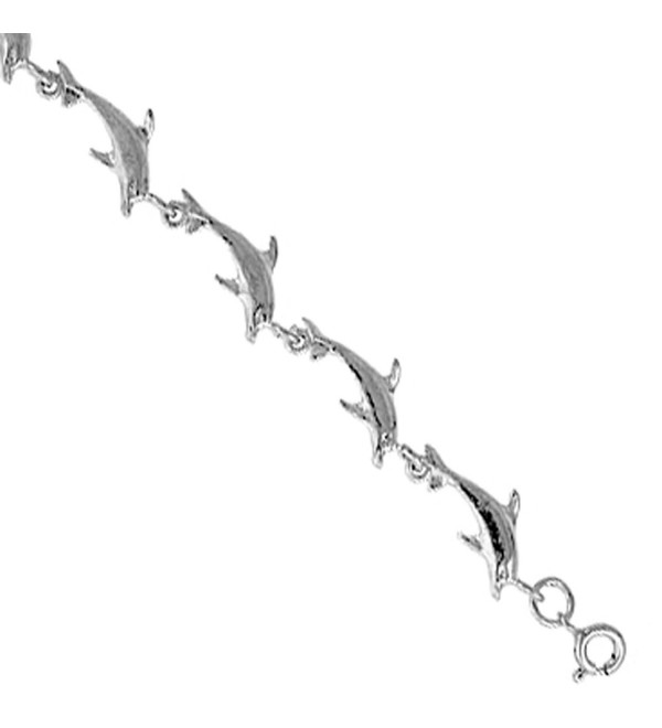 Sterling Silver Dolphin Charm Bracelet 10mm wide- fits 7-8 inch wrists - CG111D6ON2N