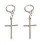 Unisex S925 Sterling Silver plated Jesus Christ Smooth Cross Charm Women Dangle Hoop Earrings - C6187Z8DC4D