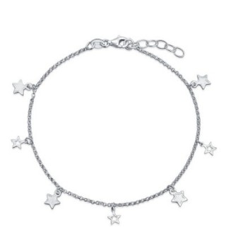Bling Jewelry Sterling Silver Star Ankle Bracelet Patriotic Jewelry Anklet - CG11IRJ3JL5