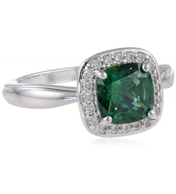 Myia Passiello "Cushion" Cut Green Swarovski Zirconia Halo Ring - CP11EVF50ZR