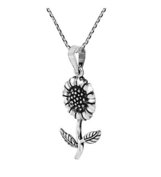 Charming Sunflower Sterling Pendant Necklace