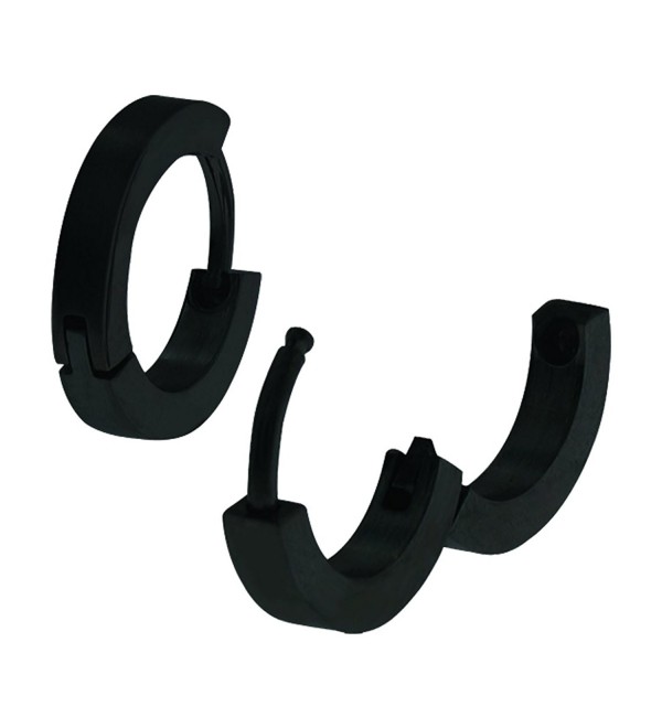 INOX 316L Stainless Steel PVD Black Huggie Hoop Earrings - CI11L3HPFID