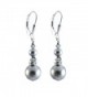 10mm Light Grey Simulated-pearl Earrings made with Swarovski Crystal elements. Sterling Silver Lever-back - CG11TBMTPL5